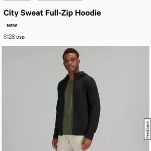 Lululemon Men’s City Sweat Full-Zip Hoodie Black Large